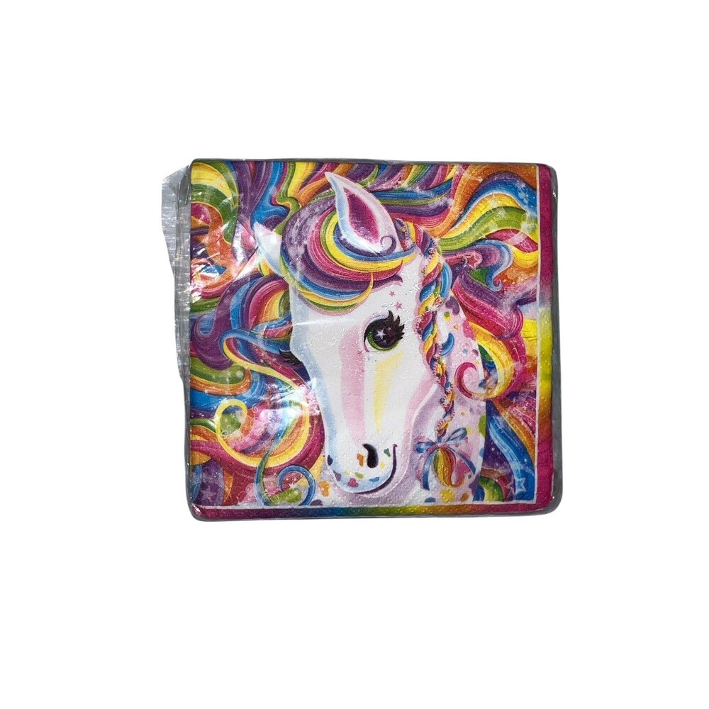 Lisa Frank Party Luncheon Beverage Napkins Rainbow Majesty 10x10” 16 Count